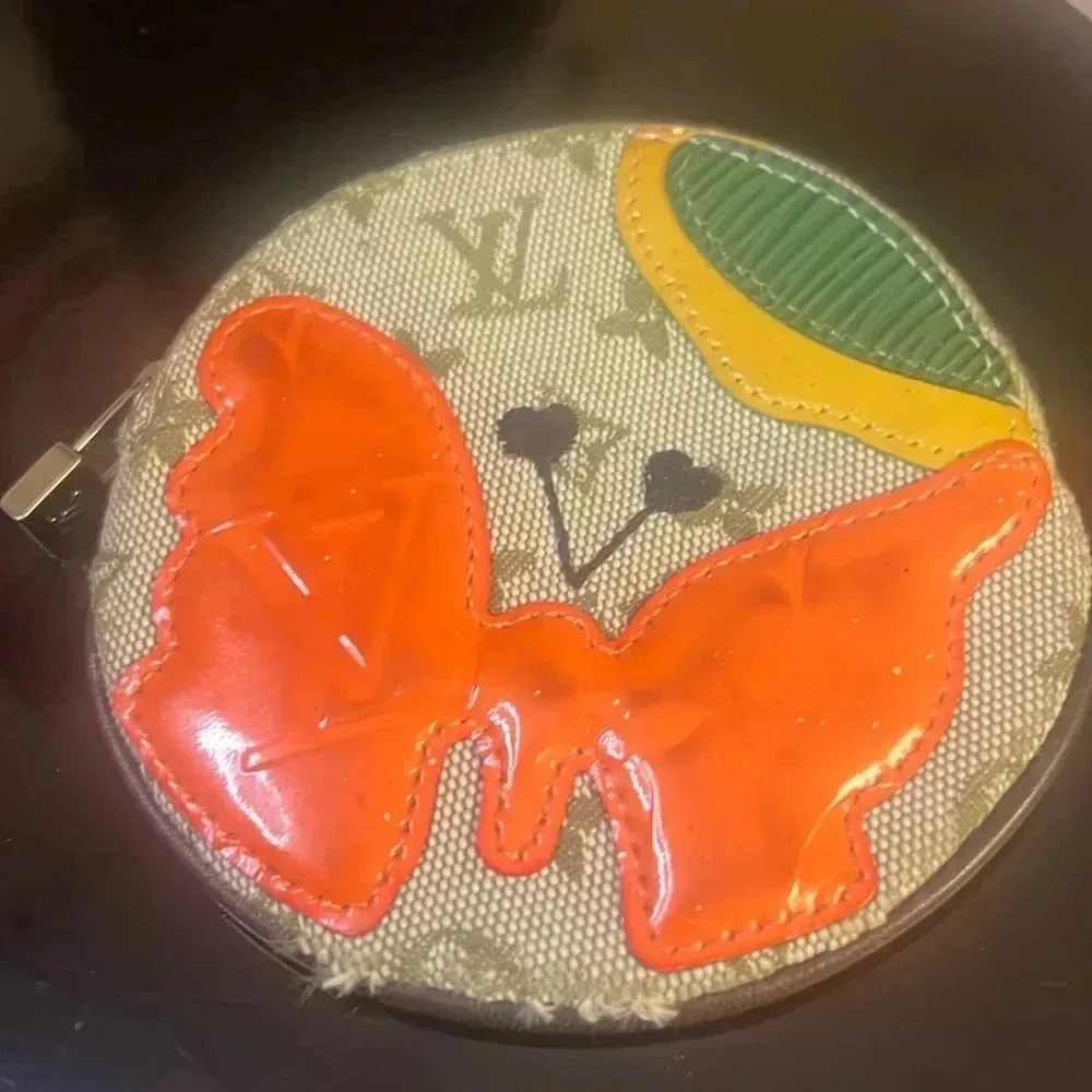 Louis Vuitton mini Lin monogram Conta De Fis coin pouch COA included